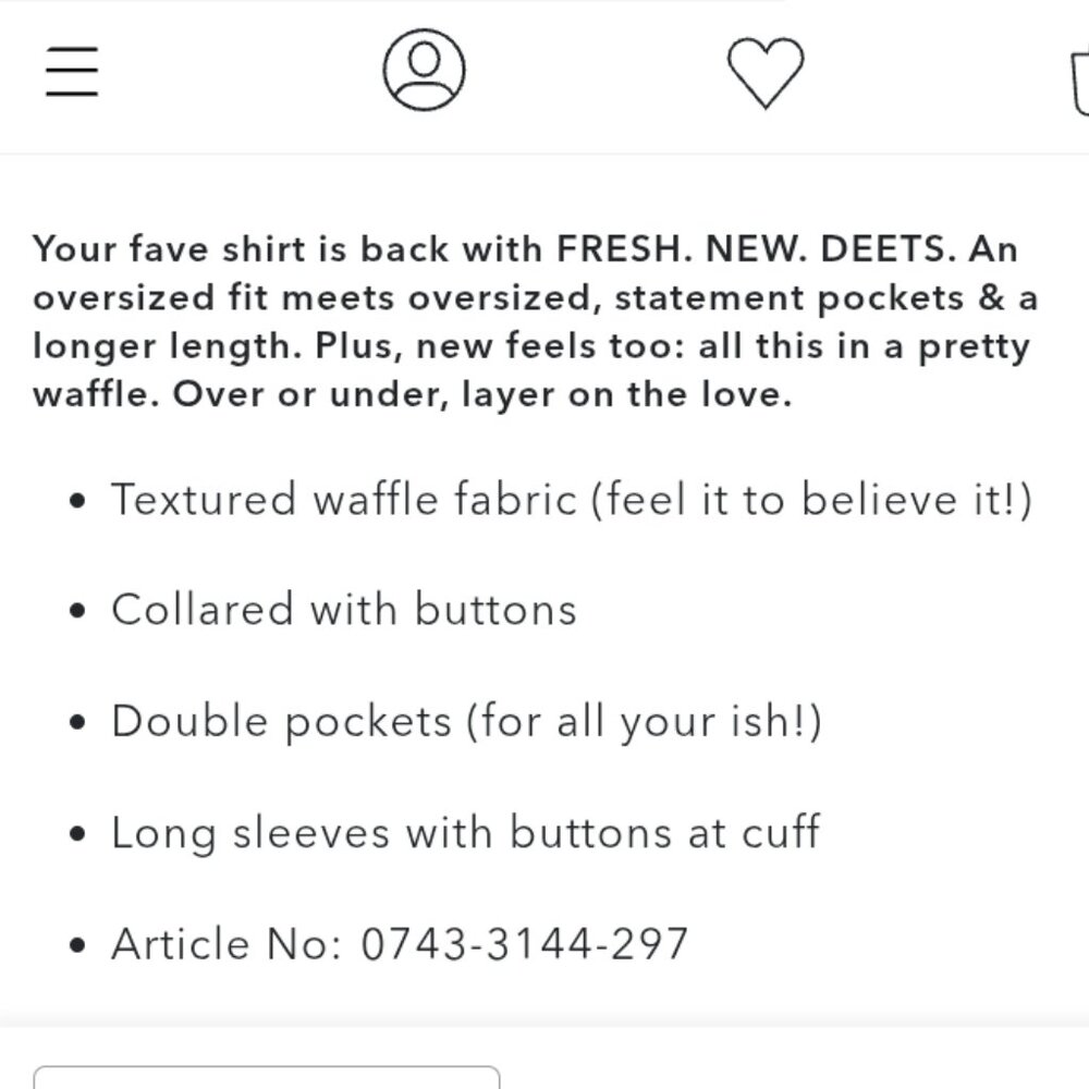 🆕️NWT Aerie LumberJane Waffle Shirt in 'Dark Maple', Size Medium - Picture 14 of 14